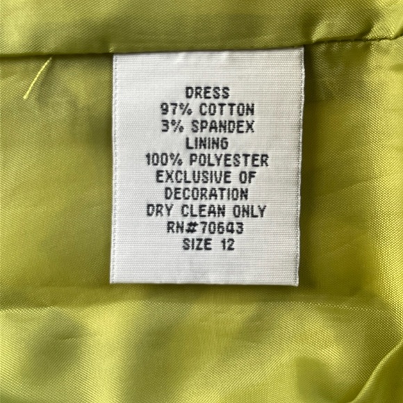 Jessica Howard Women's Sleeveless Dress Brown White Lime Green Sash Lined Sze 12 - Picture 8 of 9